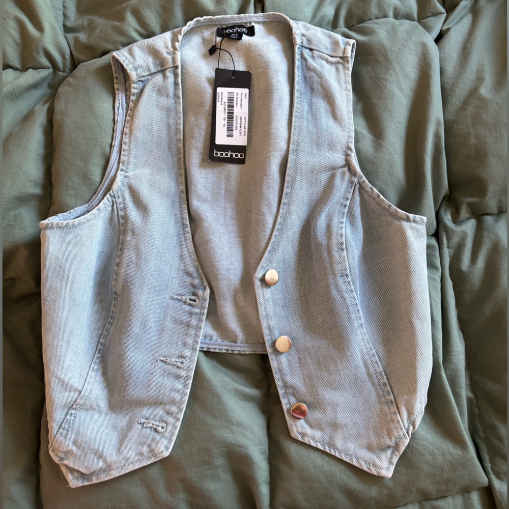 Light Blue Denim Vest boohoo